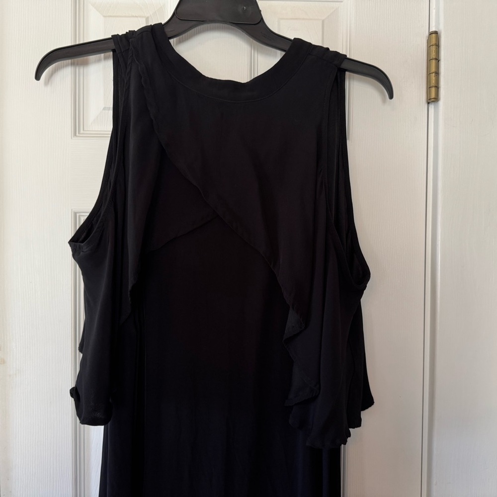 Eloquii Black Cold Shoulder Midi Dress Size 20 Ruffle Sleeve Plus Size Elegant - Picture 3 of 7
